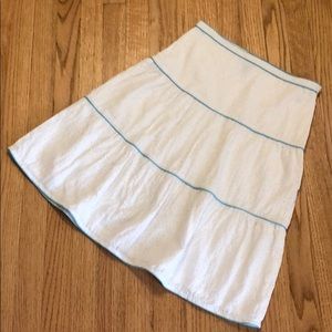 t.s. Dixin White Eyelet Skirt With Blue Piping